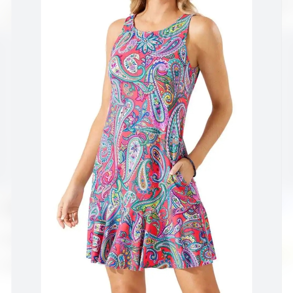 Tommy Bahama Paisley Keys hi-neck spa dress Coral Coast 🤩New with tags 💯💥💫💃